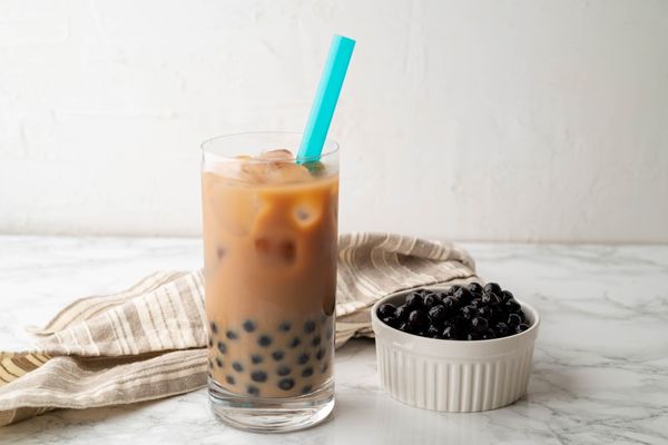 Salted caramel milk tea with boba pearls recipe